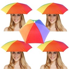 5 x Regenbogen Kopfregenschirm